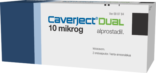 CAVERJECT DUAL 10 mikrog injektiokuiva-aine ja liuotin, liuosta varten 1 x 2 kpl