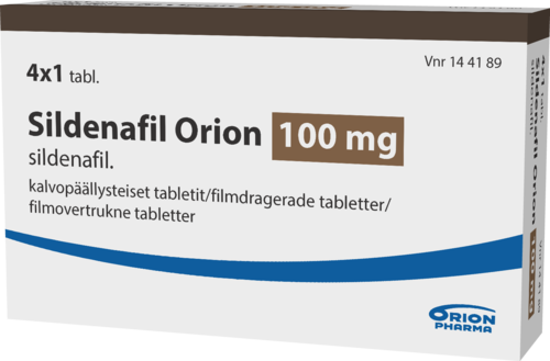 SILDENAFIL ORION 100 mg tabletti, kalvopäällysteinen 4 x 1 fol