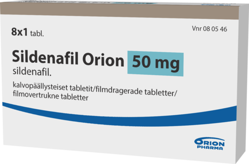 SILDENAFIL ORION 50 mg tabletti, kalvopäällysteinen 8 x 1 fol
