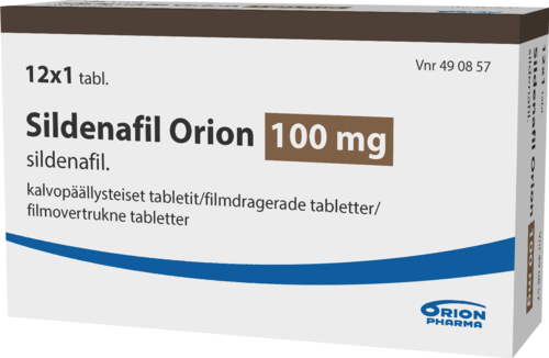 SILDENAFIL ORION 100 mg tabletti, kalvopäällysteinen 12 x 1 fol