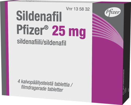 SILDENAFIL PFIZER 25 mg tabletti, kalvopäällysteinen 1 x 4 fol