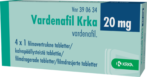 VARDENAFIL KRKA 20 mg tabletti, kalvopäällysteinen 4 x 1 fol