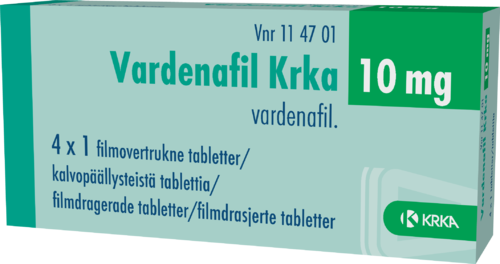 VARDENAFIL KRKA 10 mg tabletti, kalvopäällysteinen 4 x 1 fol