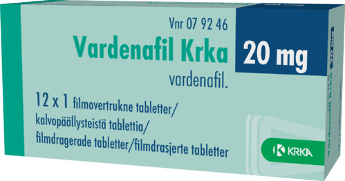 VARDENAFIL KRKA 20 mg tabletti, kalvopäällysteinen 12 x 1 fol