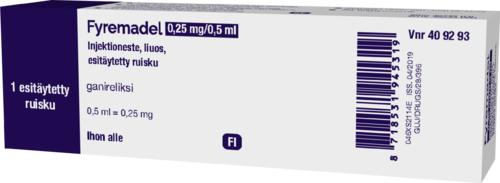 FYREMADEL 0,25 mg/0,5 ml injektioneste, liuos, esitäytetty ruisku 1 x 0,5 ml