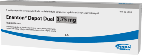 ENANTON DEPOT DUAL 3,75 mg 3,75 mg injektiokuiva-aine ja liuotin suspensiota varten, esitäytetty ruisku 1 x 3,75 mg