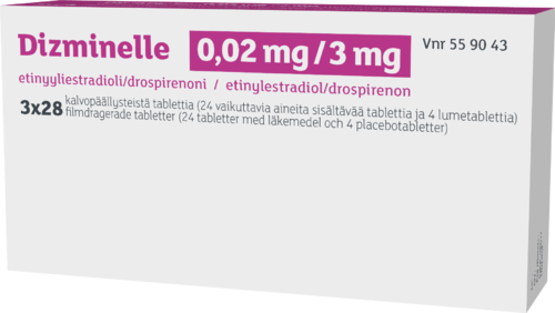 DIZMINELLE 0,02/3 mg tabletti, kalvopäällysteinen 3 x 28 fol