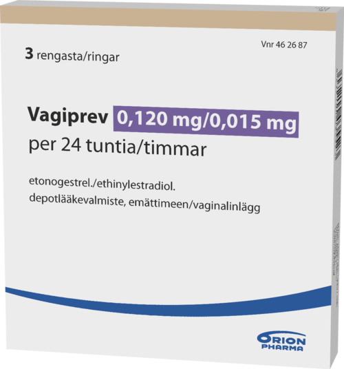 VAGIPREV 0,120/0,015 mg/24 h depotlääkevalmiste, emättimeen 1 x 3 kpl