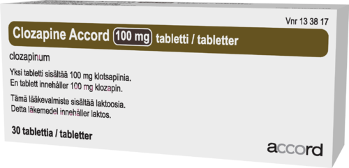 CLOZAPINE ACCORD 100 mg tabletti 1 x 30 fol