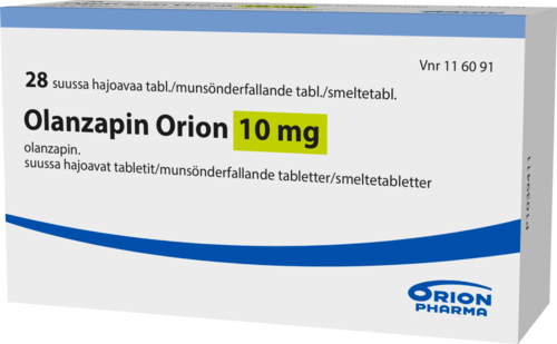 OLANZAPIN ORION 10 mg tabletti, suussa hajoava 1 x 28 fol
