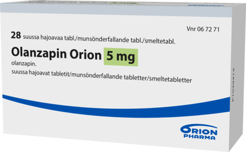 OLANZAPIN ORION 5 mg tabletti, suussa hajoava 1 x 28 fol