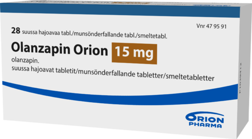 OLANZAPIN ORION 15 mg tabletti, suussa hajoava 1 x 28 fol