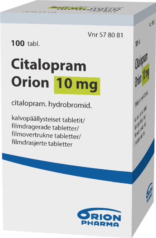 CITALOPRAM ORION 10 mg tabletti, kalvopäällysteinen 1 x 100 kpl