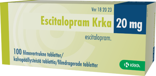 ESCITALOPRAM KRKA 20 mg tabletti, kalvopäällysteinen 1 x 100 fol