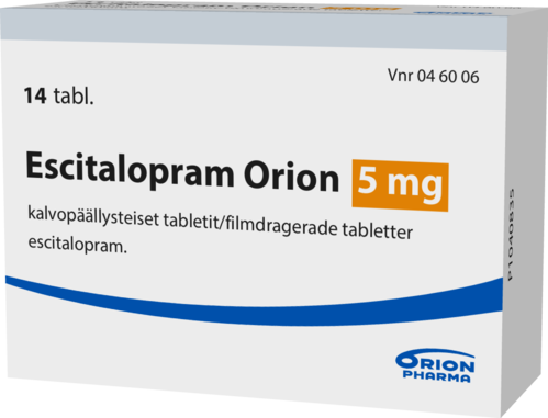 ESCITALOPRAM ORION 5 mg tabletti, kalvopäällysteinen 1 x 14 fol