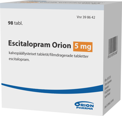ESCITALOPRAM ORION 5 mg tabletti, kalvopäällysteinen 1 x 98 fol