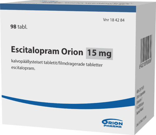 ESCITALOPRAM ORION 15 mg tabletti, kalvopäällysteinen 1 x 98 fol