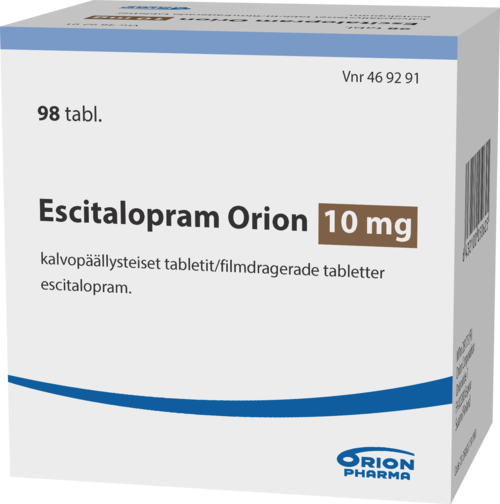 ESCITALOPRAM ORION 10 mg tabletti, kalvopäällysteinen 1 x 98 fol