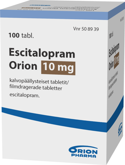 ESCITALOPRAM ORION 10 mg tabletti, kalvopäällysteinen 1 x 100 kpl