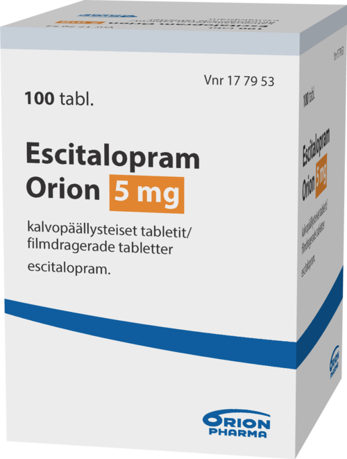 ESCITALOPRAM ORION 5 mg tabletti, kalvopäällysteinen 1 x 100 kpl