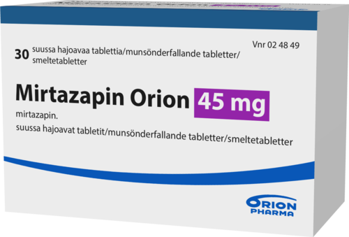 MIRTAZAPIN ORION 45 mg tabletti, suussa hajoava 1 x 30 fol