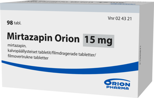 MIRTAZAPIN ORION 15 mg tabletti, kalvopäällysteinen 1 x 98 fol
