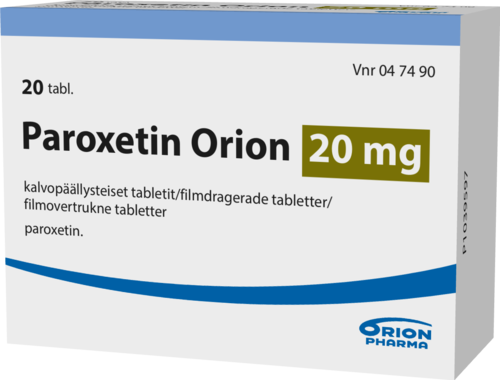PAROXETIN ORION 20 mg tabletti, kalvopäällysteinen 1 x 20 fol