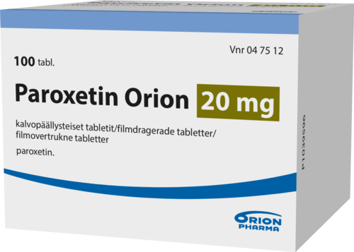 PAROXETIN ORION 20 mg tabletti, kalvopäällysteinen 1 x 100 fol