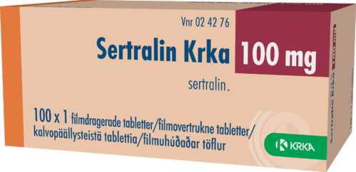 SERTRALIN KRKA 100 mg tabletti, kalvopäällysteinen 100 x 1 fol