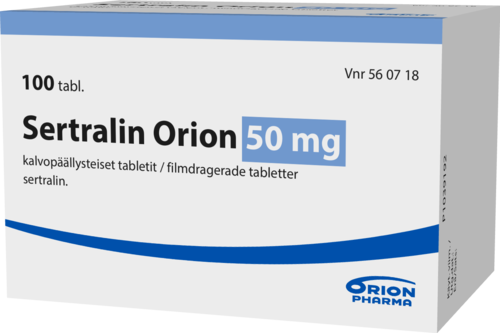 SERTRALIN ORION 50 mg tabletti, kalvopäällysteinen 1 x 100 fol