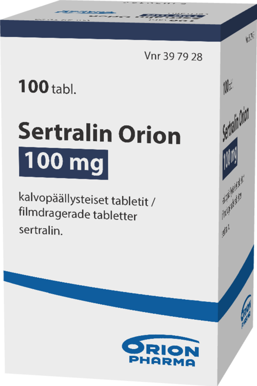 SERTRALIN ORION 100 mg tabletti, kalvopäällysteinen 1 x 100 kpl