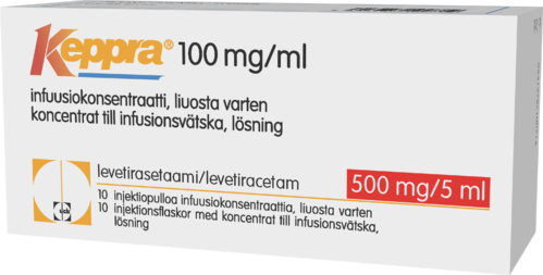 KEPPRA 100 mg/ml infuusiokonsentraatti, liuosta varten 10 x 5 ml