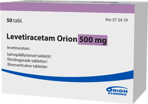 LEVETIRACETAM ORION 500 mg tabletti, kalvopäällysteinen 1 x 50 fol