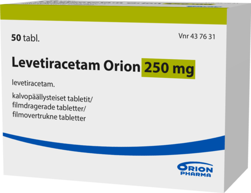 LEVETIRACETAM ORION 250 mg tabletti, kalvopäällysteinen 1 x 50 fol