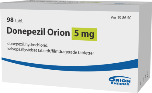 DONEPEZIL ORION 5 mg tabletti, kalvopäällysteinen 1 x 98 fol