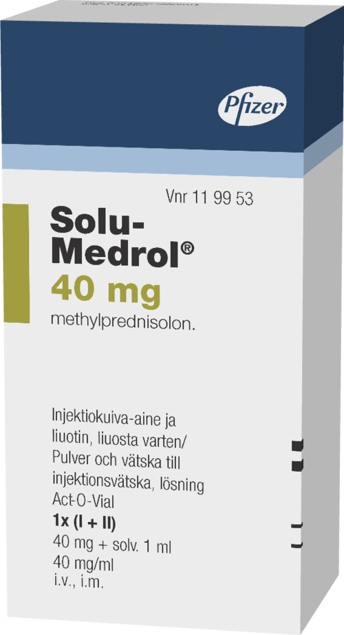 SOLU-MEDROL 40 mg injektiokuiva-aine ja liuotin, liuosta varten 1 x 40 mg