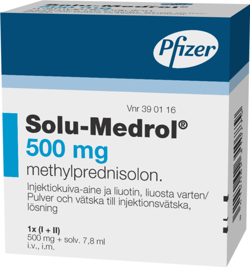SOLU-MEDROL 500 mg injektiokuiva-aine ja liuotin, liuosta varten 1 x 500 mg