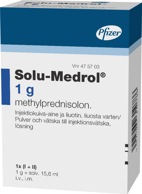 SOLU-MEDROL 1 g injektiokuiva-aine ja liuotin, liuosta varten 1 x 1 g