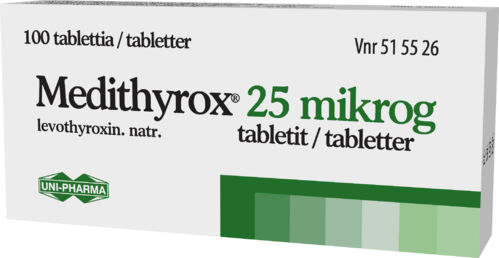MEDITHYROX 25 mikrog tabletti 1 x 100 fol