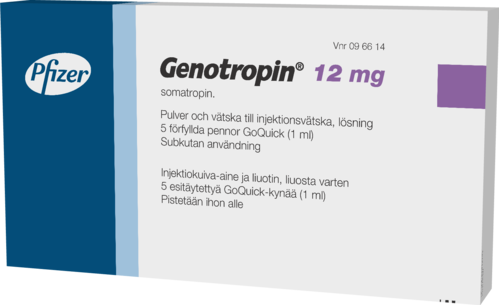 GENOTROPIN 12 mg injektiokuiva-aine ja liuotin, liuosta varten 5 x 12 mg