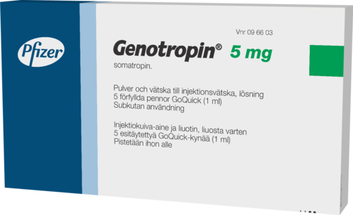 GENOTROPIN 5 mg injektiokuiva-aine ja liuotin, liuosta varten 5 x 5 mg