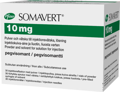 SOMAVERT 10 mg injektiokuiva-aine ja liuotin, liuosta varten 1 x 30 kpl