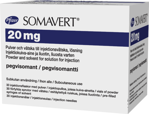 SOMAVERT 20 mg injektiokuiva-aine ja liuotin, liuosta varten 1 x 30 kpl