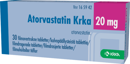 ATORVASTATIN KRKA 20 mg tabletti, kalvopäällysteinen 1 x 30 fol