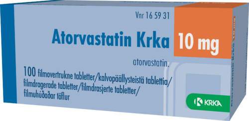 ATORVASTATIN KRKA 10 mg tabletti, kalvopäällysteinen 1 x 100 fol