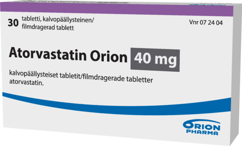 ATORVASTATIN ORION 40 mg tabletti, kalvopäällysteinen 1 x 30 fol