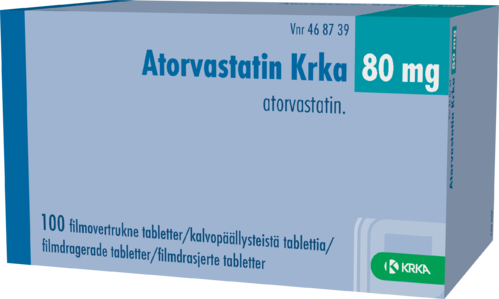 ATORVASTATIN KRKA 80 mg tabletti, kalvopäällysteinen 1 x 100 fol
