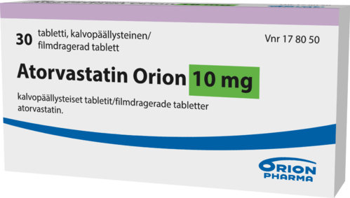 ATORVASTATIN ORION 10 mg tabletti, kalvopäällysteinen 1 x 30 fol