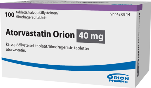 ATORVASTATIN ORION 40 mg tabletti, kalvopäällysteinen 1 x 100 fol