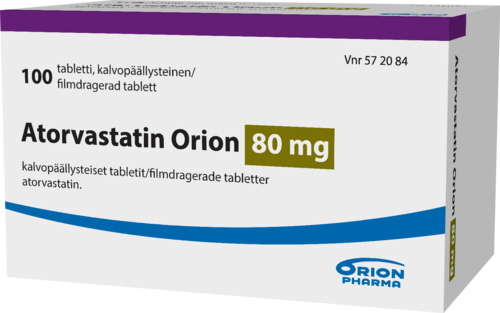 ATORVASTATIN ORION 80 mg tabletti, kalvopäällysteinen 1 x 100 fol